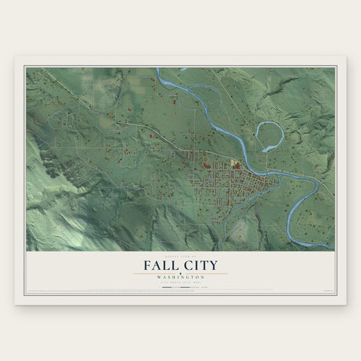 Fall City, Washington map print, the full design