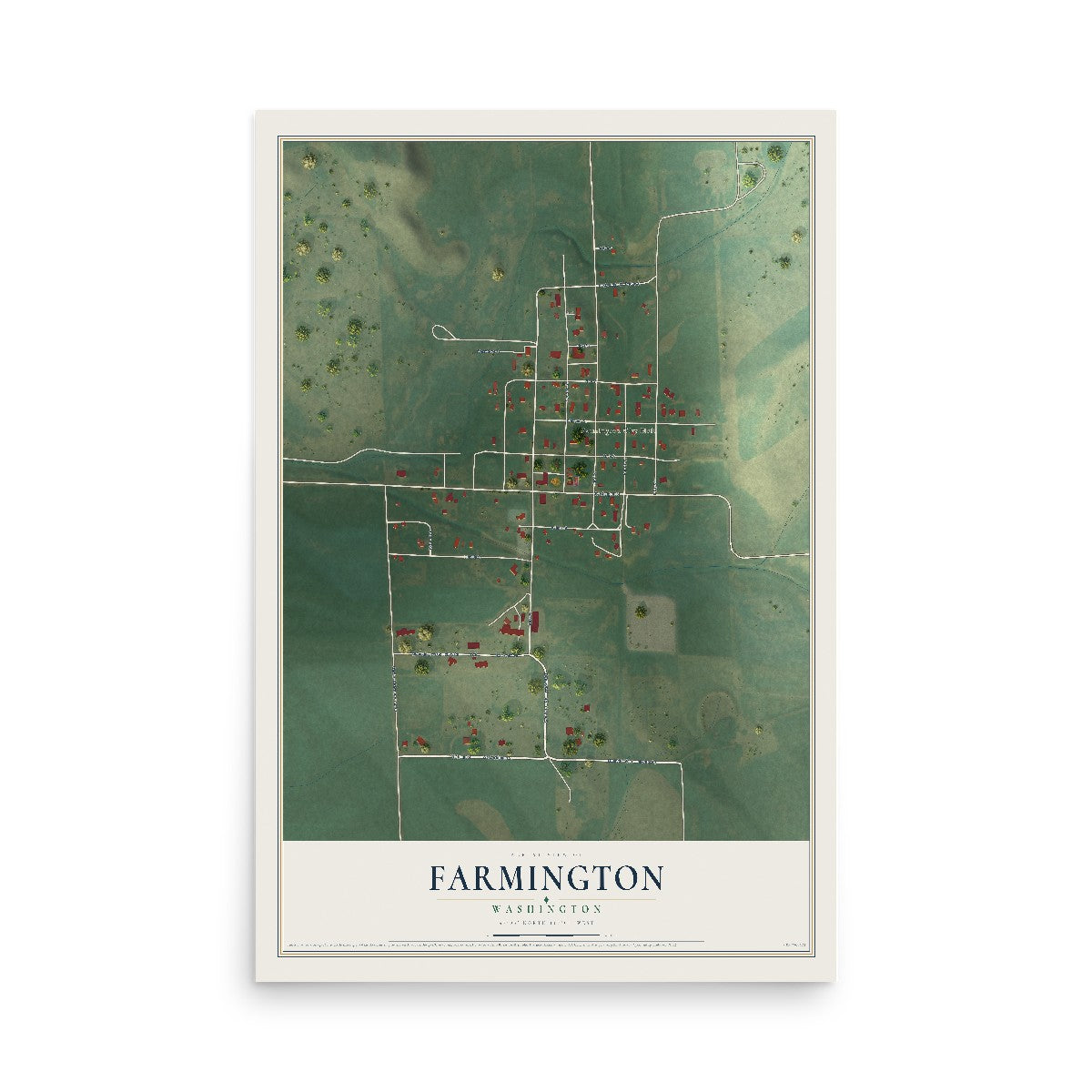 Map of Farmington, Washington, 12 x 18 inch unframed archival matte print
