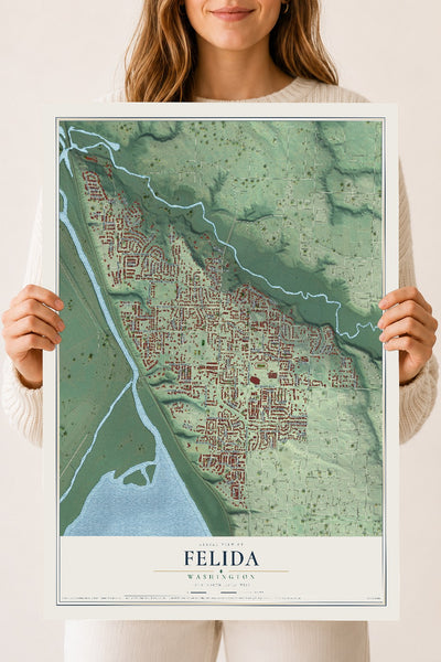 Map of Felida, Washington, 18 x 24 inch unframed archival matte print