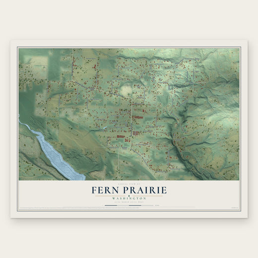 Fern Prairie, Washington map print, the full design