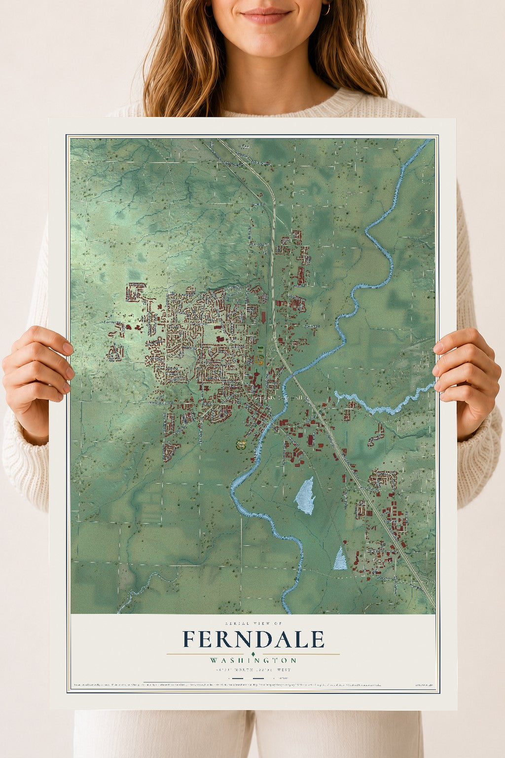 Map of Ferndale, Washington, 18 x 24 inch unframed archival matte print