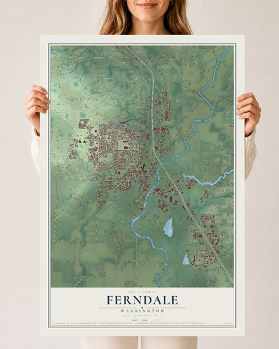 Map of Ferndale, Washington, 24 x 36 inch unframed archival matte print