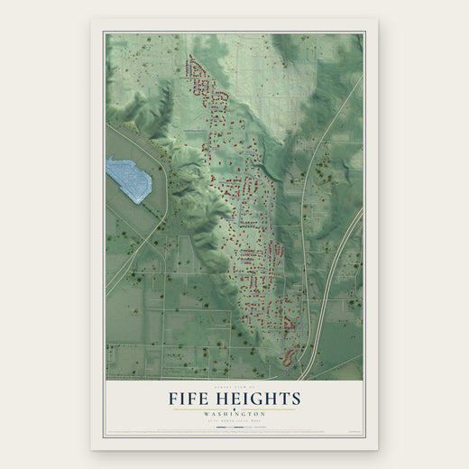 Fife Heights, Washington map print, the full design
