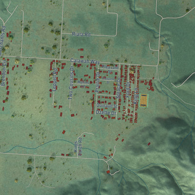 Second close-up of the map of Forks, Washington print showing more streets and buildings
