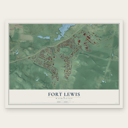 Fort Lewis, Washington map print, the full design