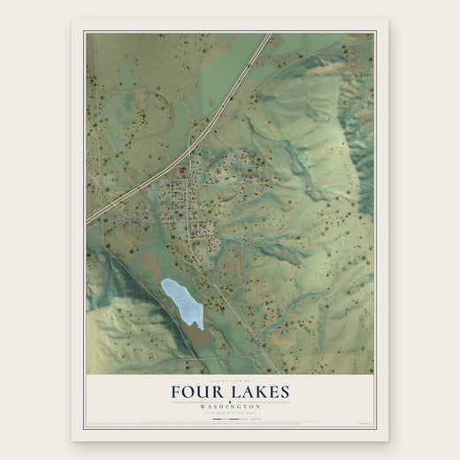 Four Lakes, Washington map print, the full design