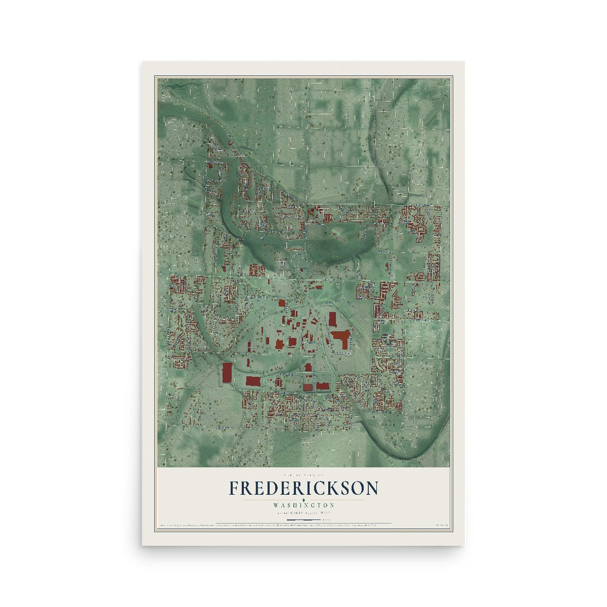 Map of Frederickson, Washington, 12 x 18 inch unframed archival matte print
