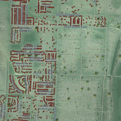 Close-up of the map of Frederickson, Washington print showing street and building detail