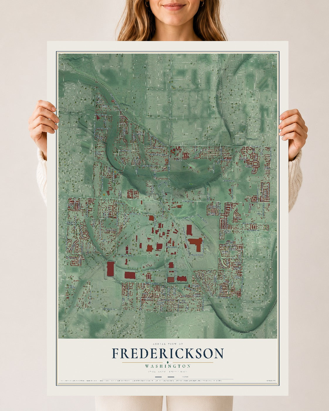 Map of Frederickson, Washington, 24 x 36 inch unframed archival matte print