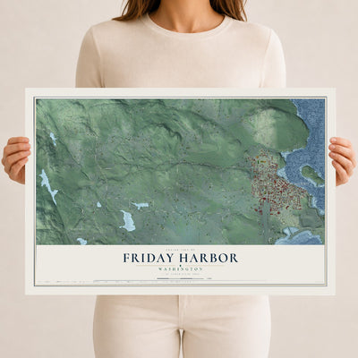 Map of Friday Harbor, Washington, 12 x 18 inch unframed archival matte print