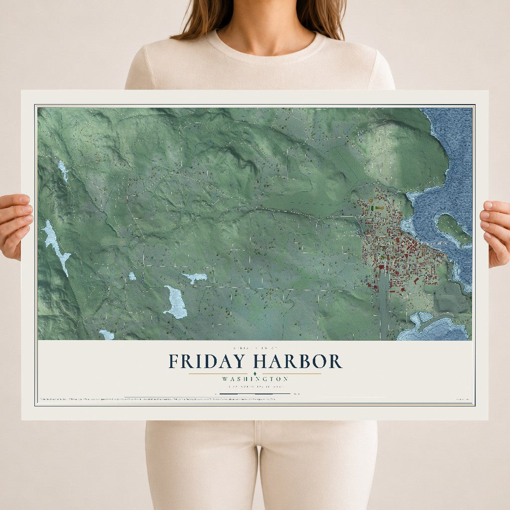 Map of Friday Harbor, Washington, 18 x 24 inch unframed archival matte print