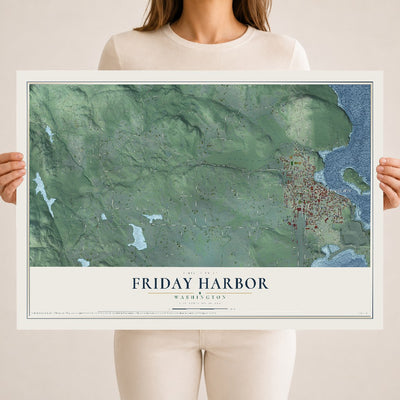 Map of Friday Harbor, Washington, 18 x 24 inch unframed archival matte print