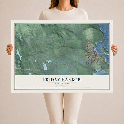 Map of Friday Harbor, Washington, 24 x 36 inch unframed archival matte print