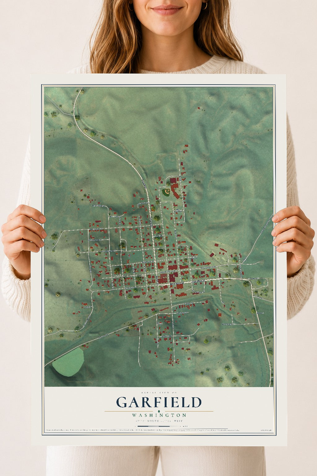 Map of Garfield, Washington, 18 x 24 inch unframed archival matte print