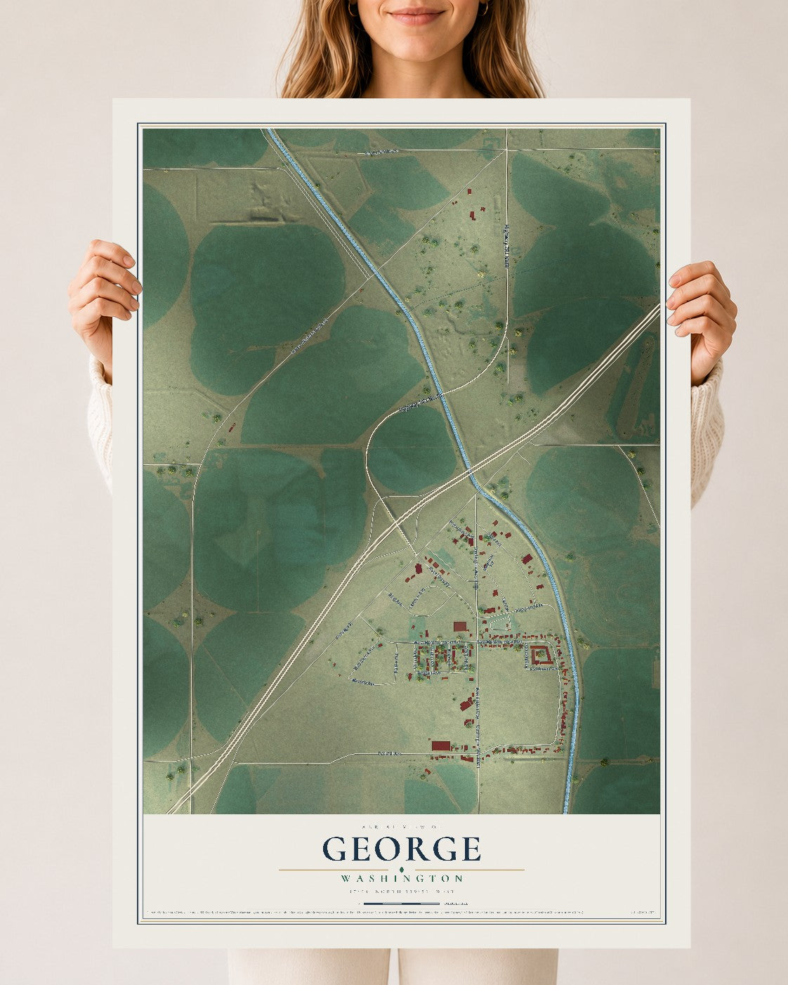Map of George, Washington, 24 x 36 inch unframed archival matte print