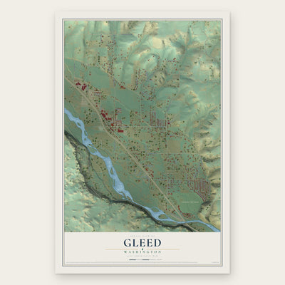 Gleed, Washington map print, the full design