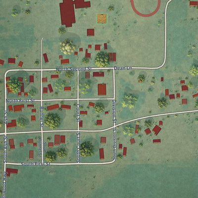 Close-up of the map of Glenwood, Washington print showing street and building detail