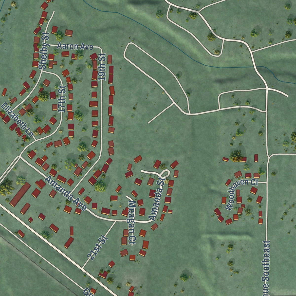 Second close-up of the map of Gold Bar, Washington print showing more streets and buildings