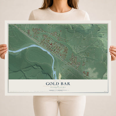 Map of Gold Bar, Washington, 18 x 24 inch unframed archival matte print