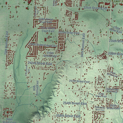 Close-up of the map of Graham, Washington print showing street and building detail