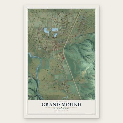 Grand Mound, Washington map print, the full design