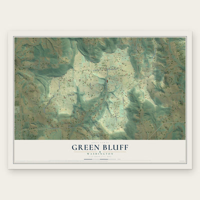 Green Bluff, Washington map print, the full design