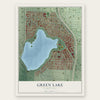 Green Lake, Washington map print, the full design