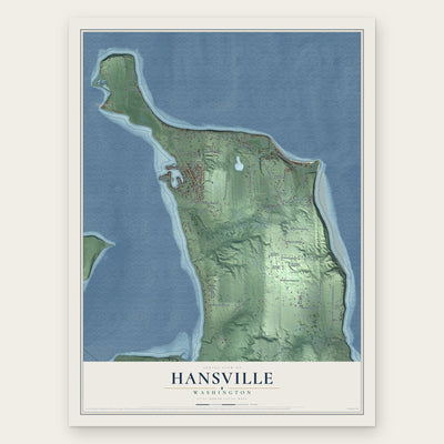 Hansville, Washington map print, the full design