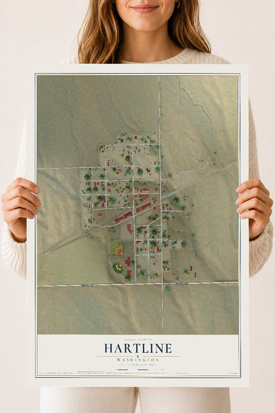 Map of Hartline, Washington, 18 x 24 inch unframed archival matte print
