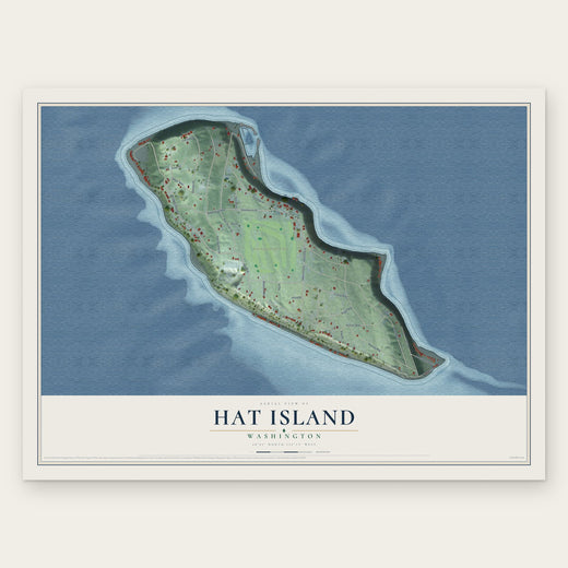 Hat Island, Washington map print, the full design