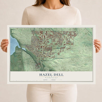 Map of Hazel Dell, Washington, 12 x 18 inch unframed archival matte print