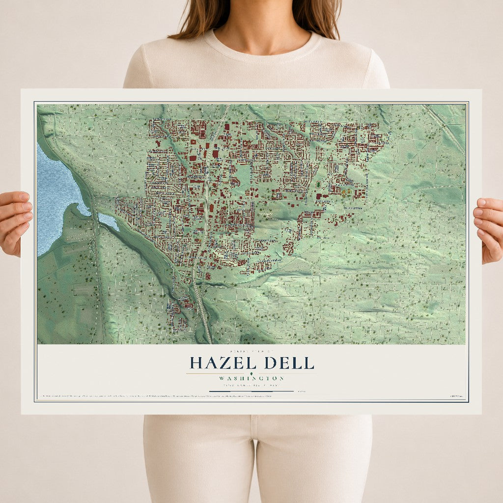Map of Hazel Dell, Washington, 18 x 24 inch unframed archival matte print