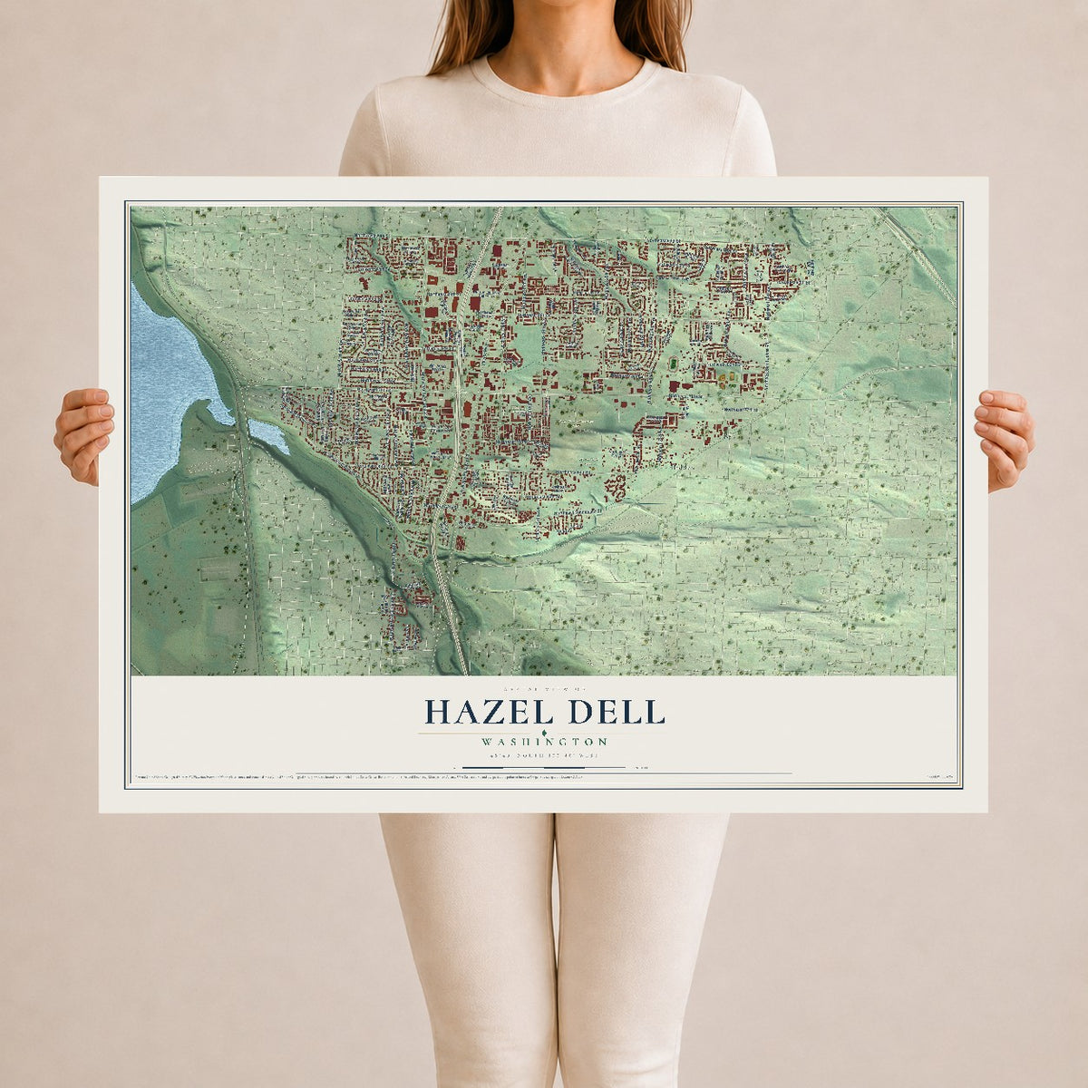 Map of Hazel Dell, Washington, 24 x 36 inch unframed archival matte print