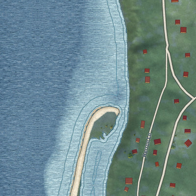 Close-up of the map of Herron Island, Washington print showing street and building detail
