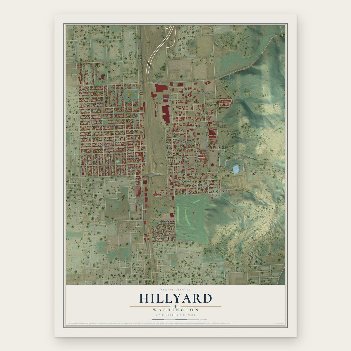 Hillyard, Washington map print, the full design