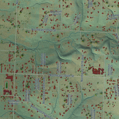Close-up of the map of Hockinson, Washington print showing street and building detail
