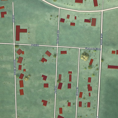 Close-up of the map of Hogans Corner, Washington print showing street and building detail