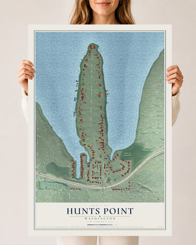 Map of Hunts Point, Washington, 24 x 36 inch unframed archival matte print