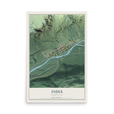 Map of Index, Washington, 12 x 18 inch unframed archival matte print