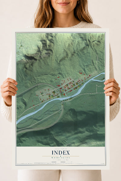 Map of Index, Washington, 18 x 24 inch unframed archival matte print