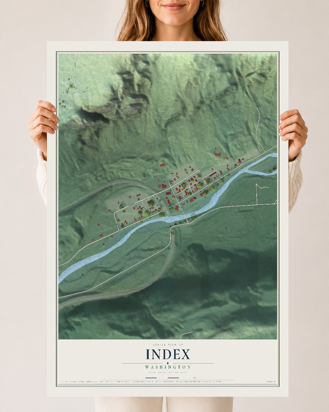 Map of Index, Washington, 24 x 36 inch unframed archival matte print