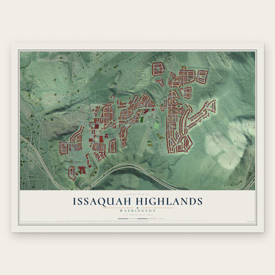 Issaquah Highlands, Washington map print, the full design
