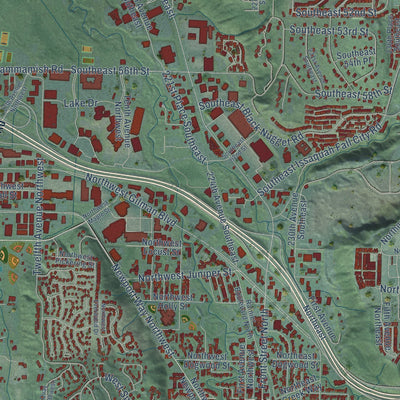 Close-up of the map of Issaquah, Washington print showing street and building detail