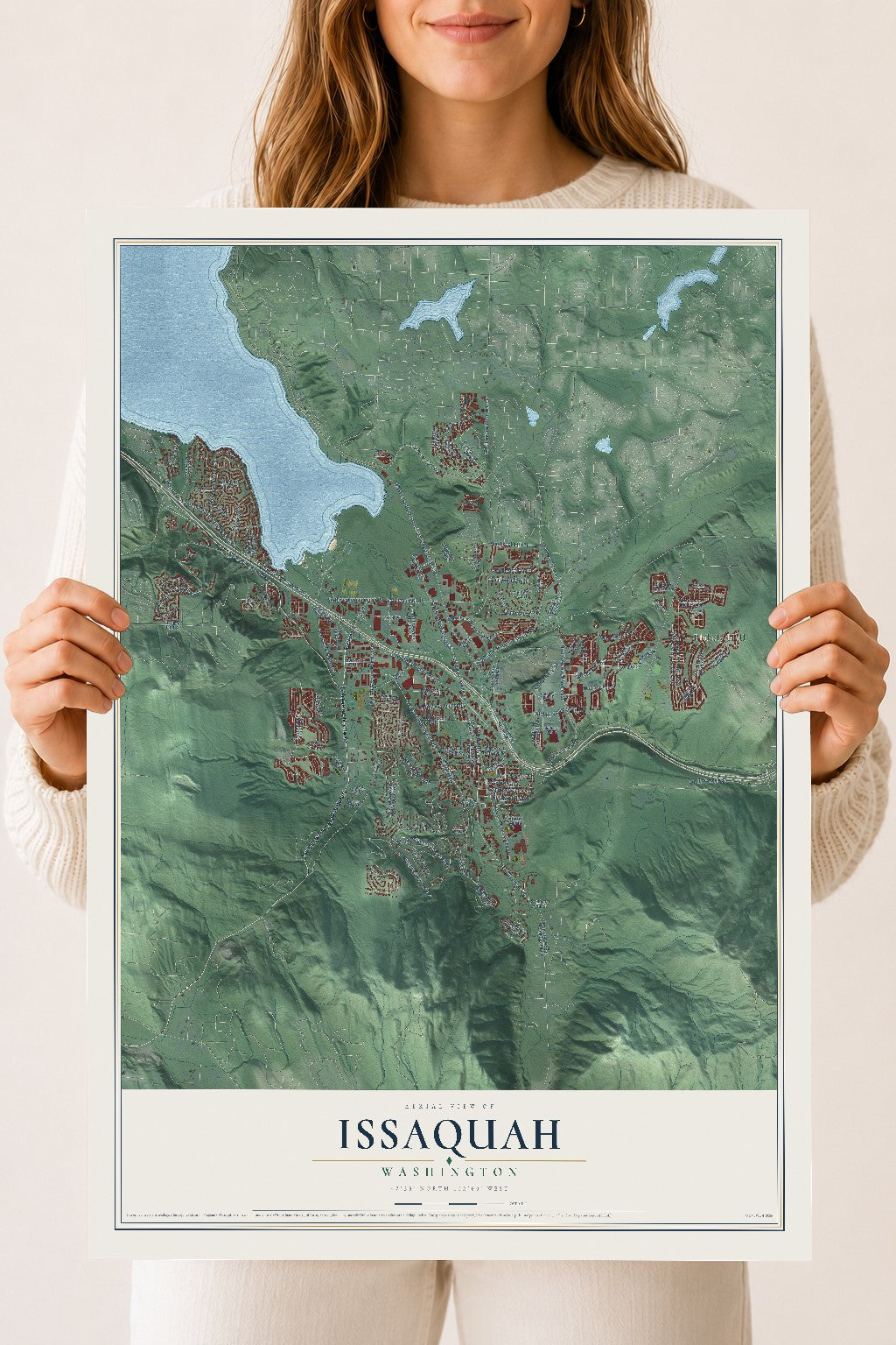 Map of Issaquah, Washington, 18 x 24 inch unframed archival matte print