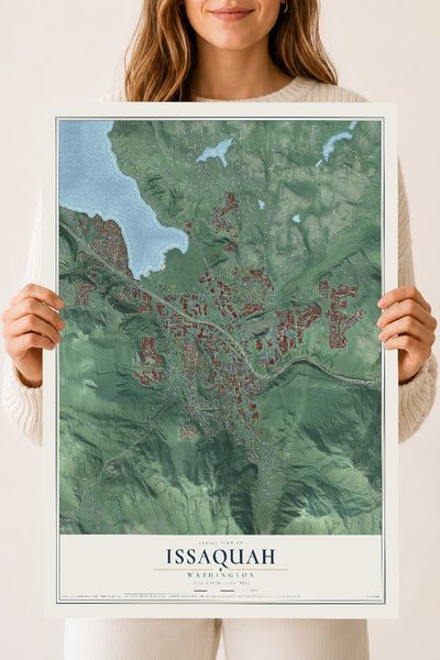 Map of Issaquah, Washington, 18 x 24 inch unframed archival matte print
