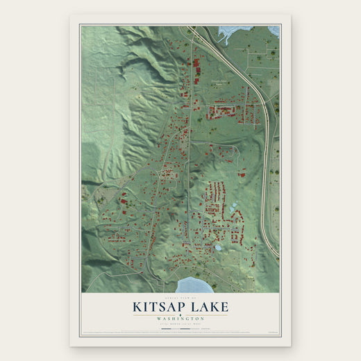 Kitsap Lake, Washington map print, the full design