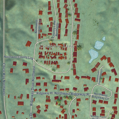 Close-up of the map of Kitsap Lake, Washington print showing street and building detail