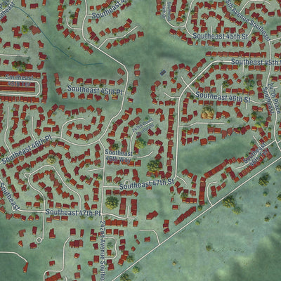 Close-up of the map of Klahanie, Washington print showing street and building detail