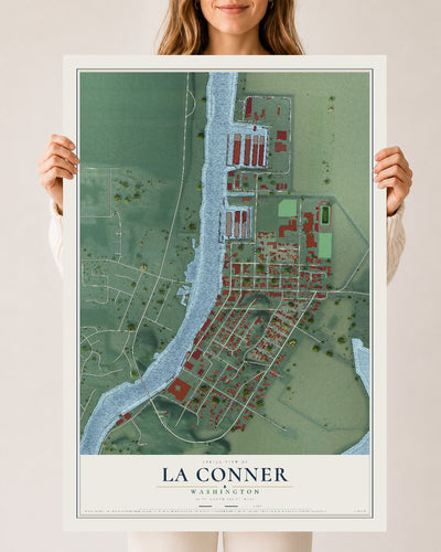 Map of La Conner, Washington, 24 x 36 inch unframed archival matte print