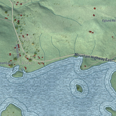 Close-up of the map of La Grande, Washington print showing street and building detail